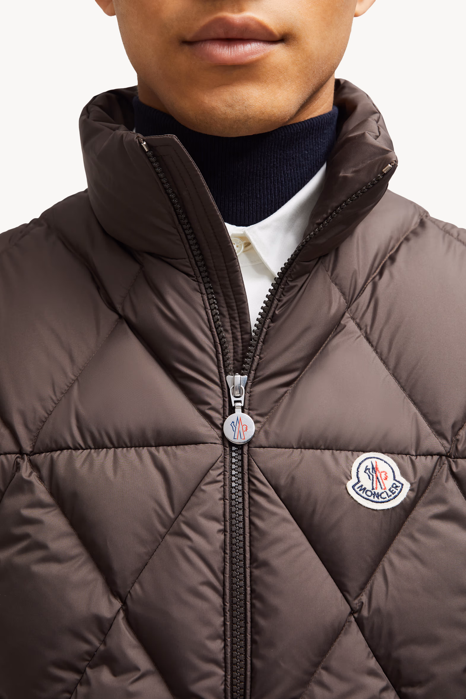 Aroula Hooded Diamond-Quilted Down Vest Men Dark Brown Moncler 7